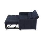 Modern Loveseat Sofa Pull-out Bed with Adjustable Backrest, USB Ports, Lumbar Pillows, Blue Chenille, 52.8'