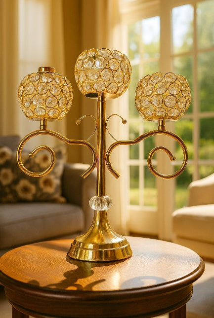 Crystal 3-Head Candle Holder Random Color