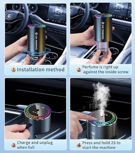 Smart Car Fragrance Diffuser With LED Ambient Light & Auto Scent Control
