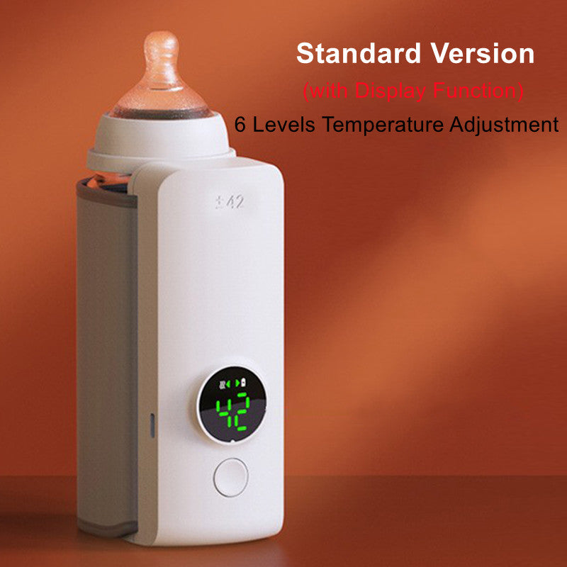 Portable Wireless Rechargeable Baby Bottle Warmer USB Charging And Heating Bag Portable Constant Temperature Milk Warmer Universal Bottle Insulation Sleeve Digital display 6speed temper