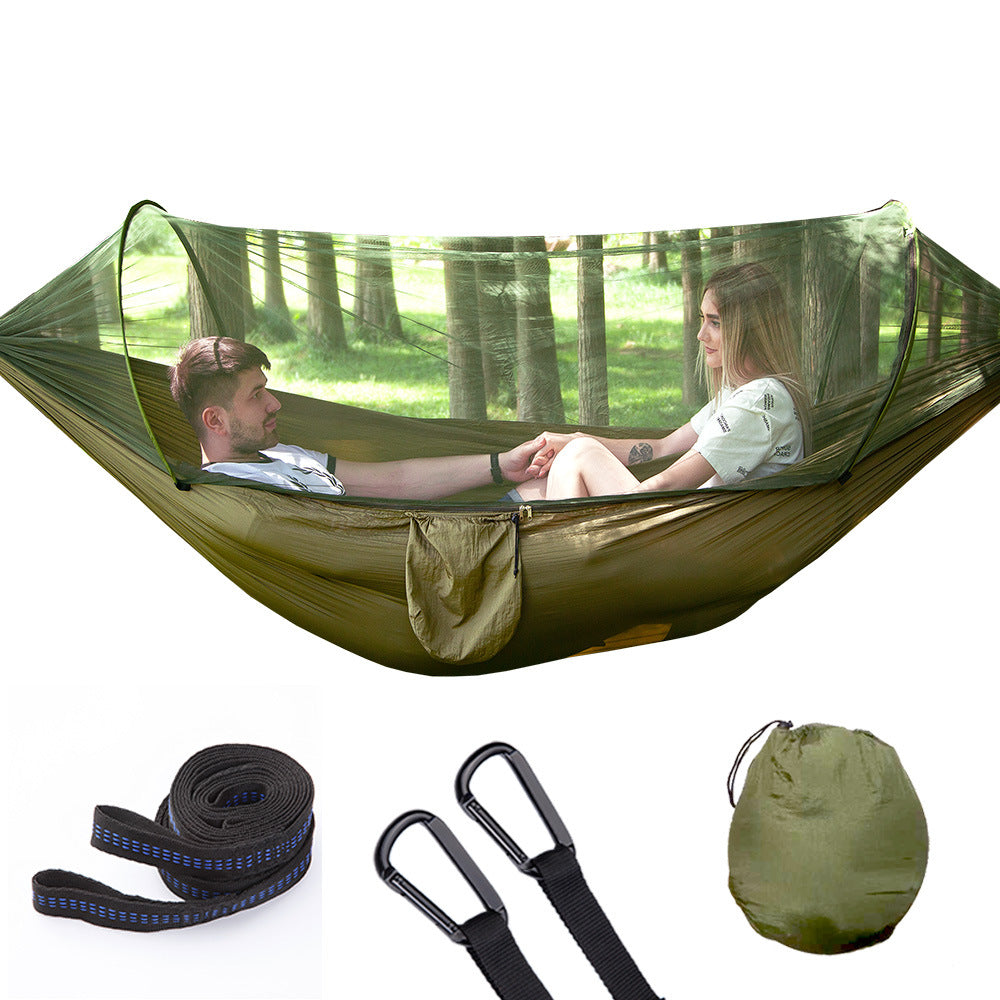 Fully Automatic Quick Opening Hammock With Mosquito Net Army green