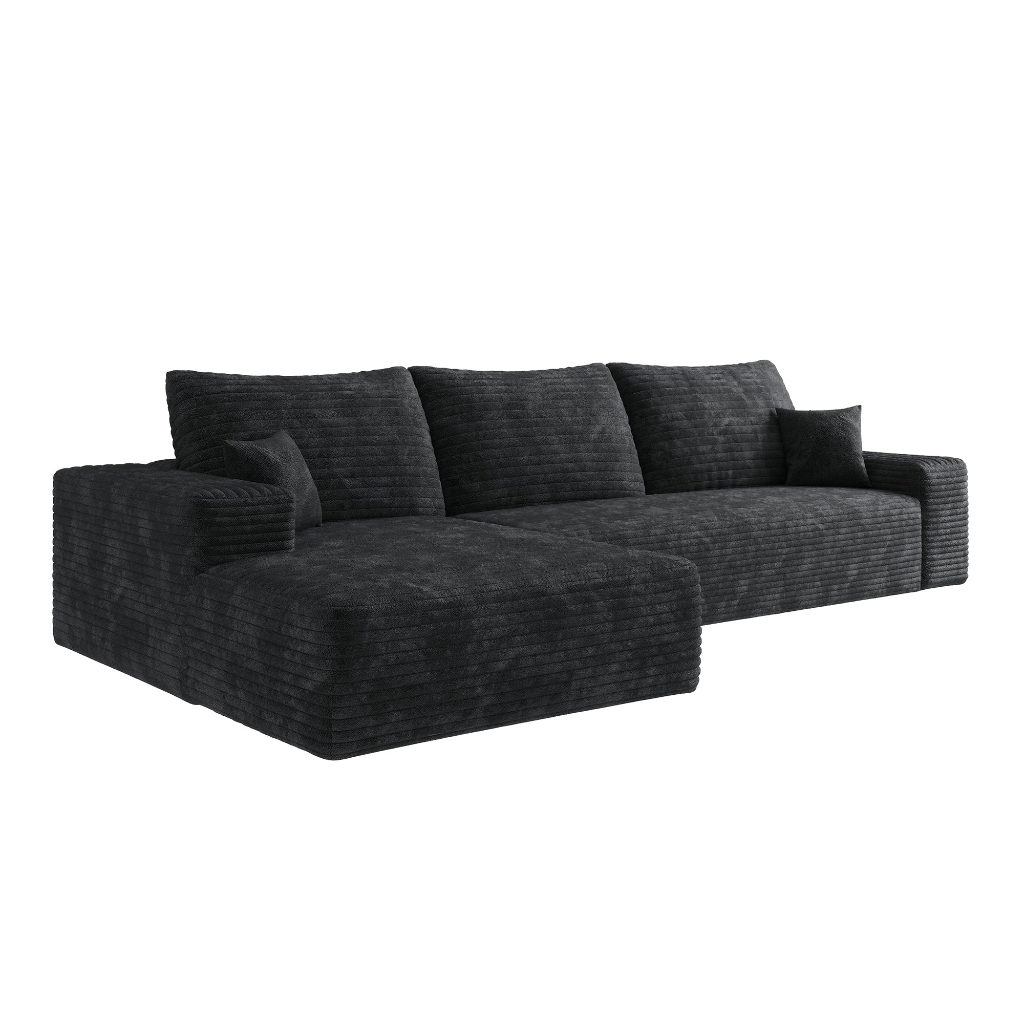 107' Cloud Sectional Couch with L-Shape Chaise,Modern Modular Sofa with Deep Seat, Upholstered Couches for Living Room Bedroom,No Assembly Required (Plush Corduroy Fabric)
