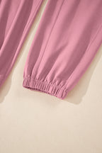 Light Pink Lace-up Elastic Waist Sleeveless Square Neck Jumpsuit- Women