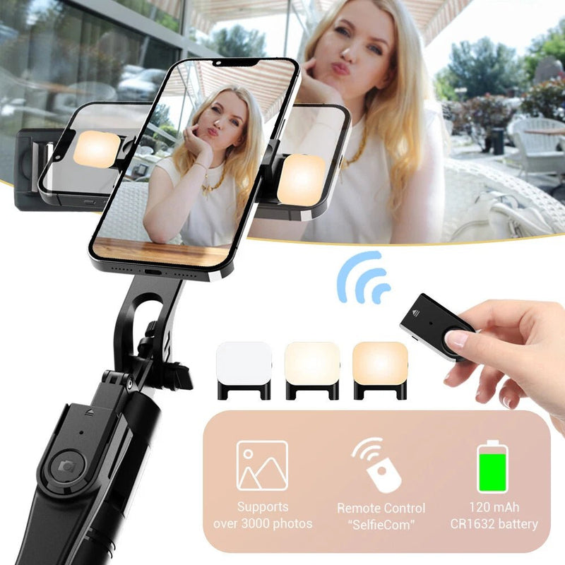 360 Rotating Pan Tilt Selfie Stick Tripod