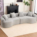 LY-025 Grey Curved Modular Sectional Sofa with 30D High-Density Chenille Upholstery, 110'' Long