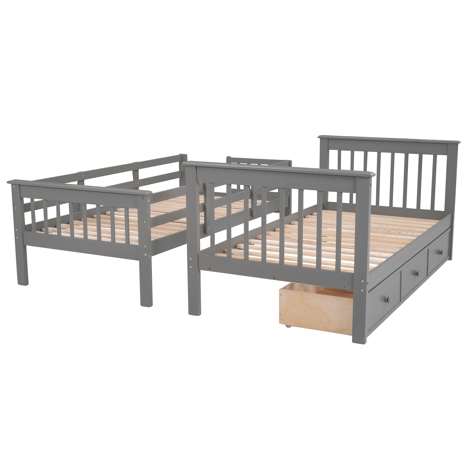 Hearth & Haven Twin over Twin Bunk Bed with Stairway and Three Drawers