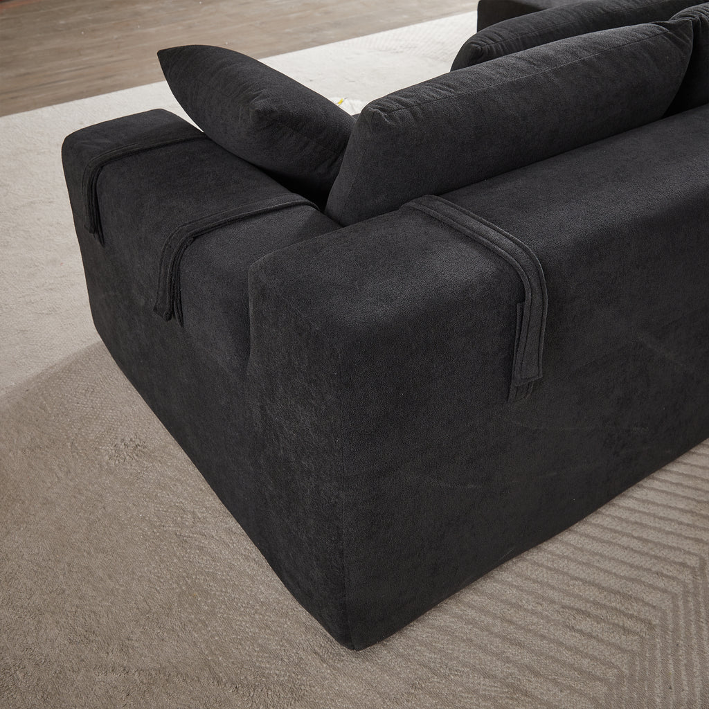 Modern Chenille Upholstered Sectional Sofa Couch Set,Modular 108' L Shaped Sectional Living Room Sofa Set With 6 Pillows,Free Combination Sofa Couch for Living Room,Bedroom(Left Chaise)W834P240009