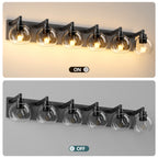 Farmhouse Bathroom Vanity Light Fixtures, 6-Light Bathroom Light Fixtures Over Mirror, Rustic Sconces Wall Lighting with Glass Shade for Living Room, Bedroom, Hallway