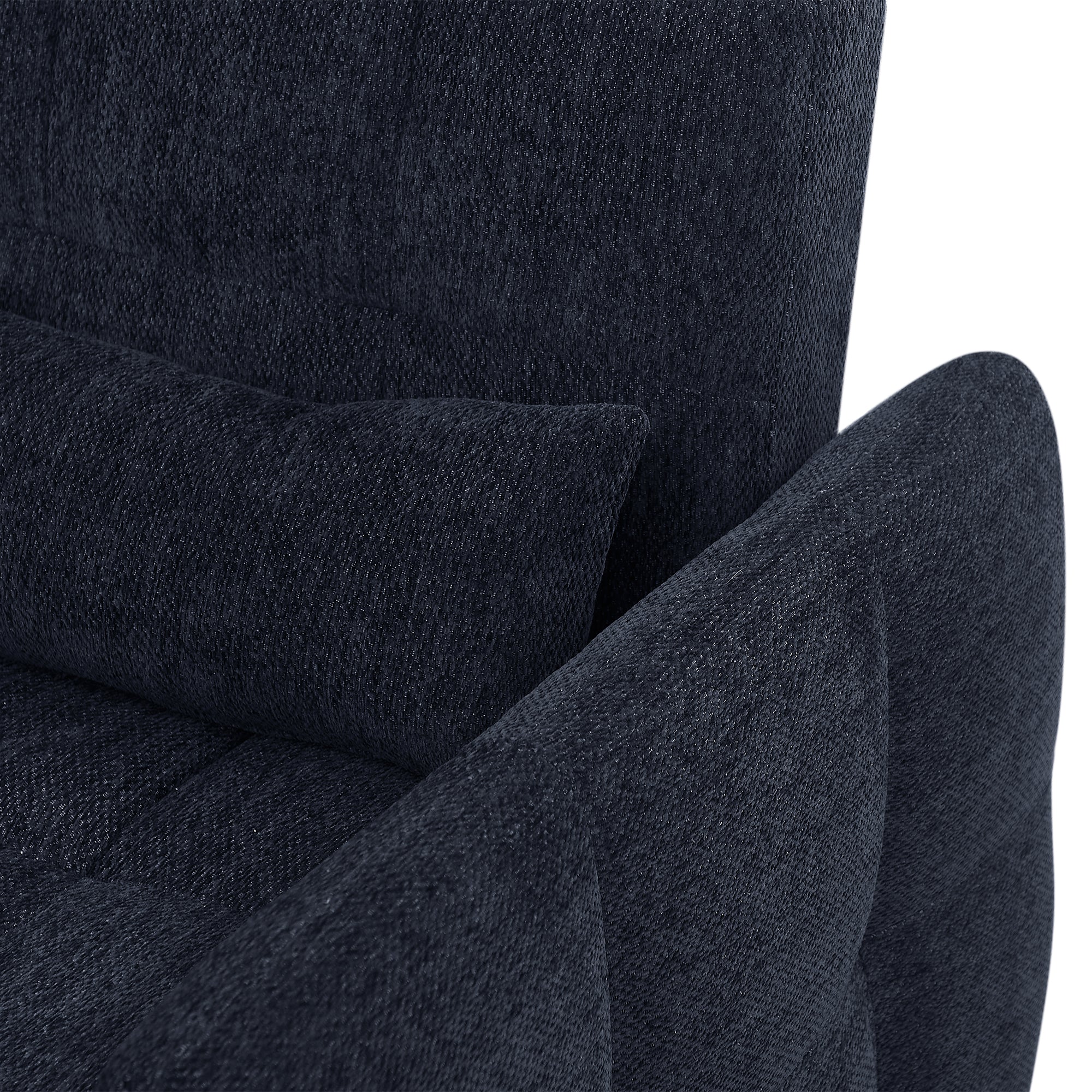 Modern Loveseat Sofa Pull-out Bed with Adjustable Backrest, USB Ports, Lumbar Pillows, Blue Chenille, 52.8'