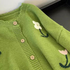 Women's Floral Cardigan Sweater Open Front Long Sleeve Button Down Outerwear