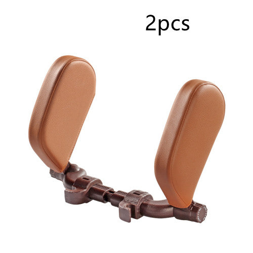 Car headrest pillow Sleep Adjustable Side Car Soft Travel Seat Headrest Auto Leather Support Neck Pillow Cushion car accessories Brown Leather 2pcs
