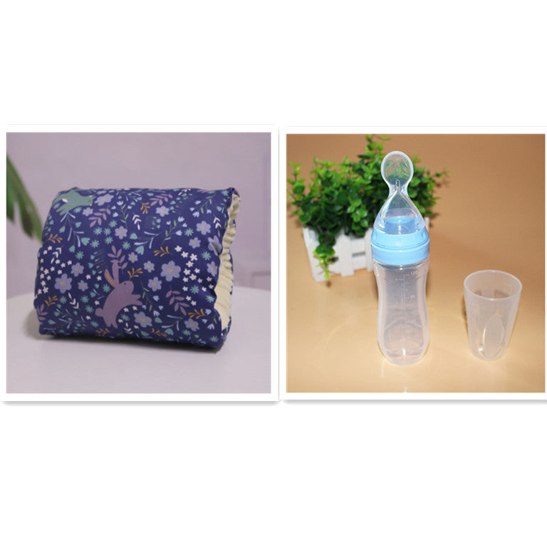 Adjustable Baby Cotton Nursing Arm Pillow Breastfeeding Washable Baby Infant Nursing Breastfeeding Pillow Cushion Arm Pad Deep blue background rabbi set 25X23CM