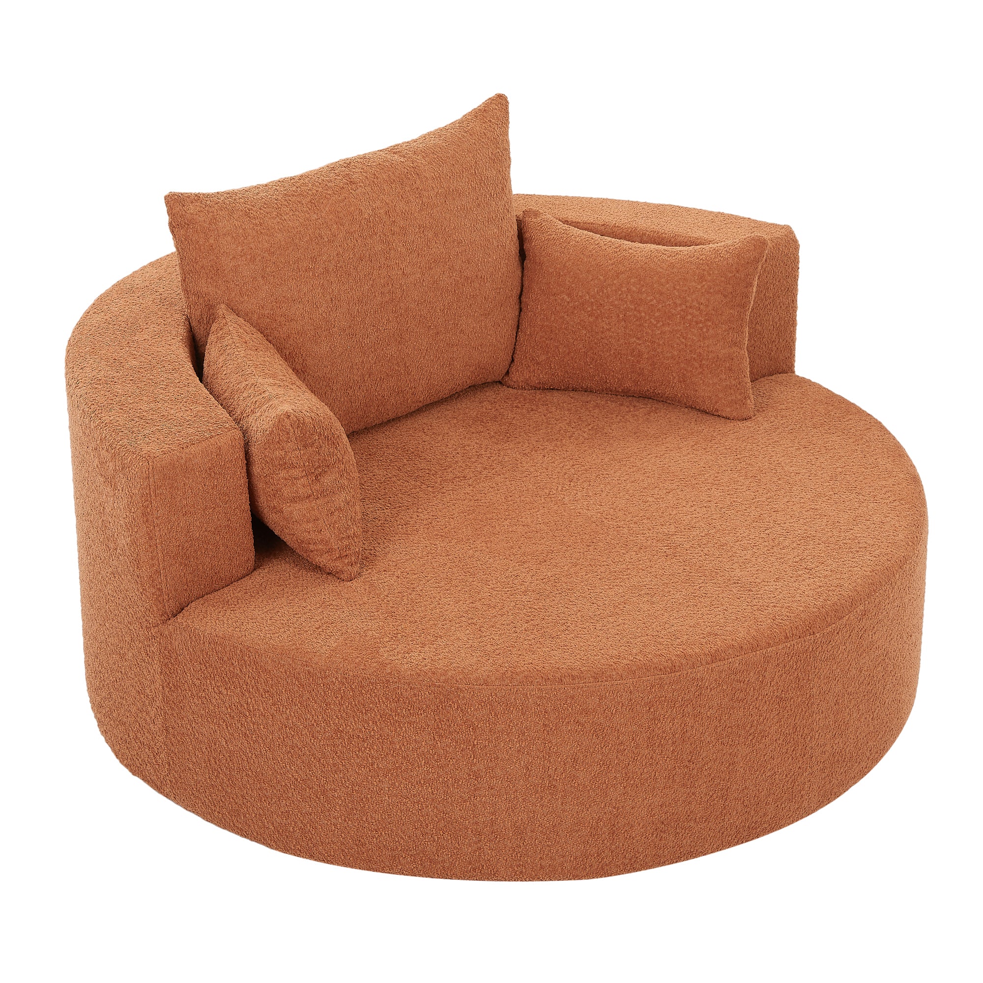 360° Swivel Accent Barrel Chair with Removable Pillows, Orange Red Chenille, 56.3 Inch Default