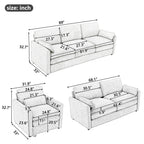 Cozy Upholstered Sofa Set Oversized Comfy Cloud Sofa Double Cushion Sofa Group Plush Cushion Sofa Couch for Living Room, Grey