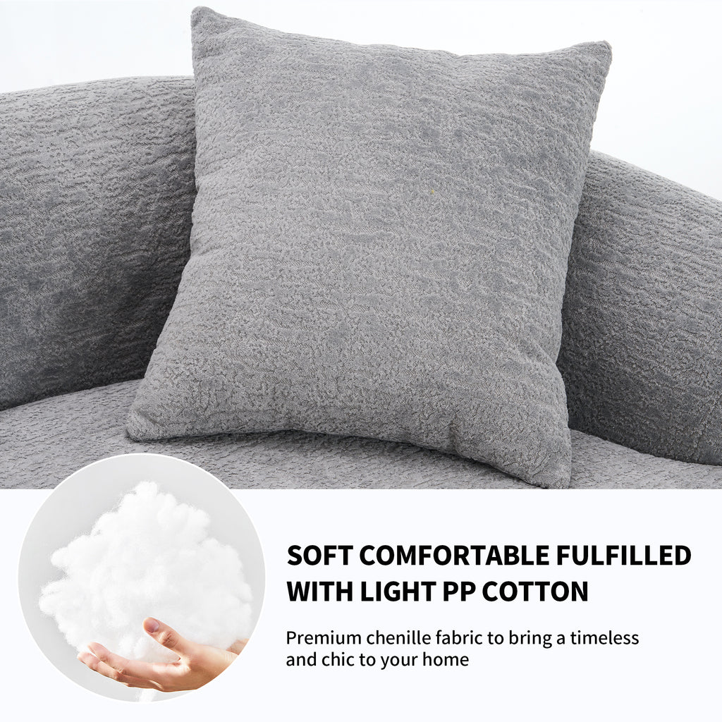 LY-025 Grey Curved Modular Sectional Sofa with 30D High-Density Chenille Upholstery, 110'' Long