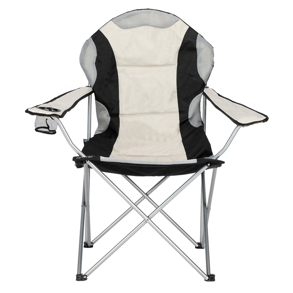 Camping Chair, Grey Iron Frame, Off-white Black White And Grey