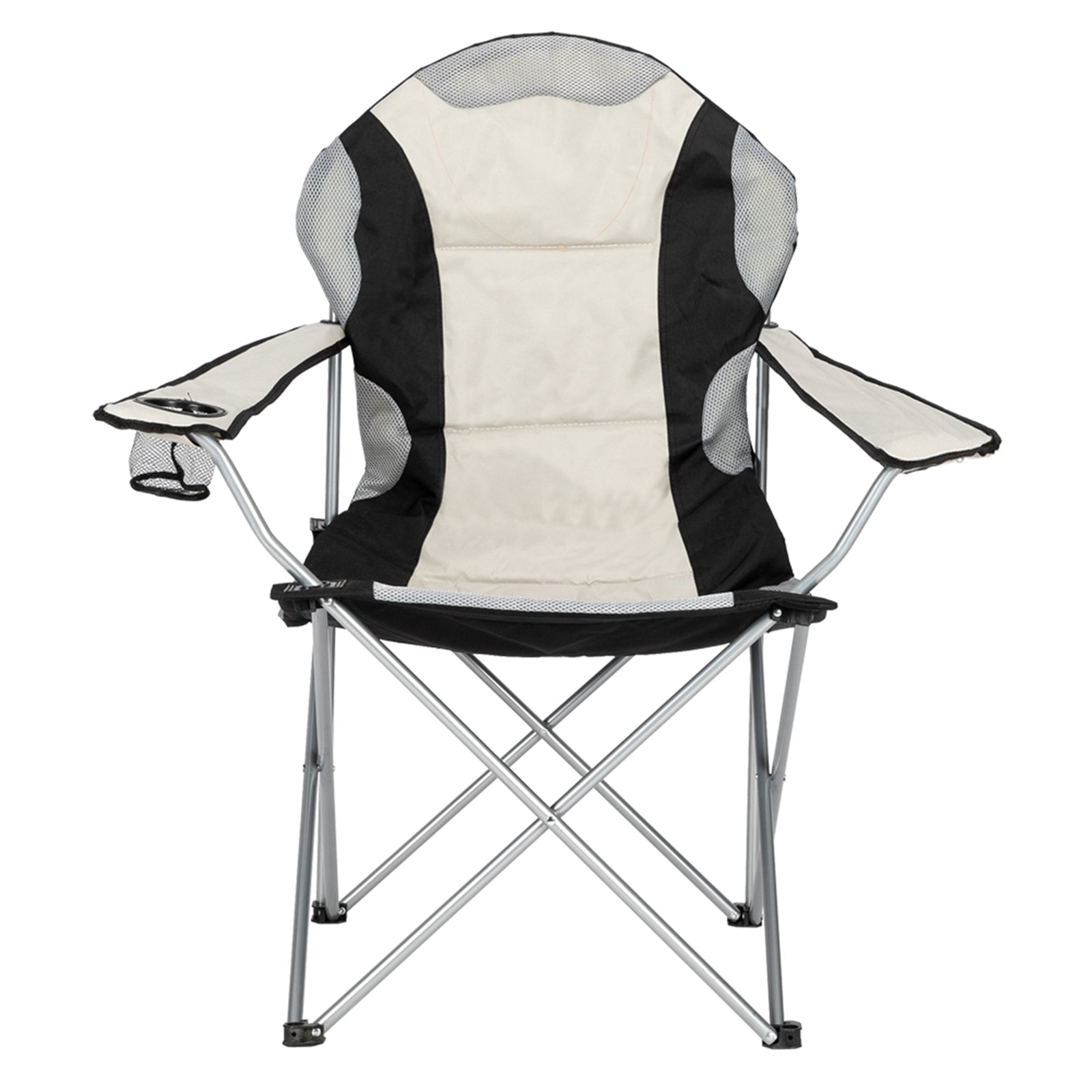 Camping Chair, Grey Iron Frame, Off-white Black White And Grey