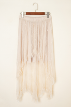 Apricot Lace Cascading Tiered High Waist Maxi Skirt- Women