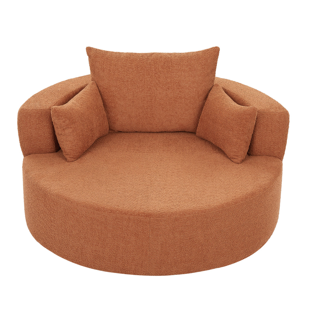 360° Swivel Accent Barrel Chair with Removable Pillows, Orange Red Chenille, 56.3 Inch