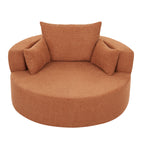 360° Swivel Accent Barrel Chair with Removable Pillows, Orange Red Chenille, 56.3 Inch