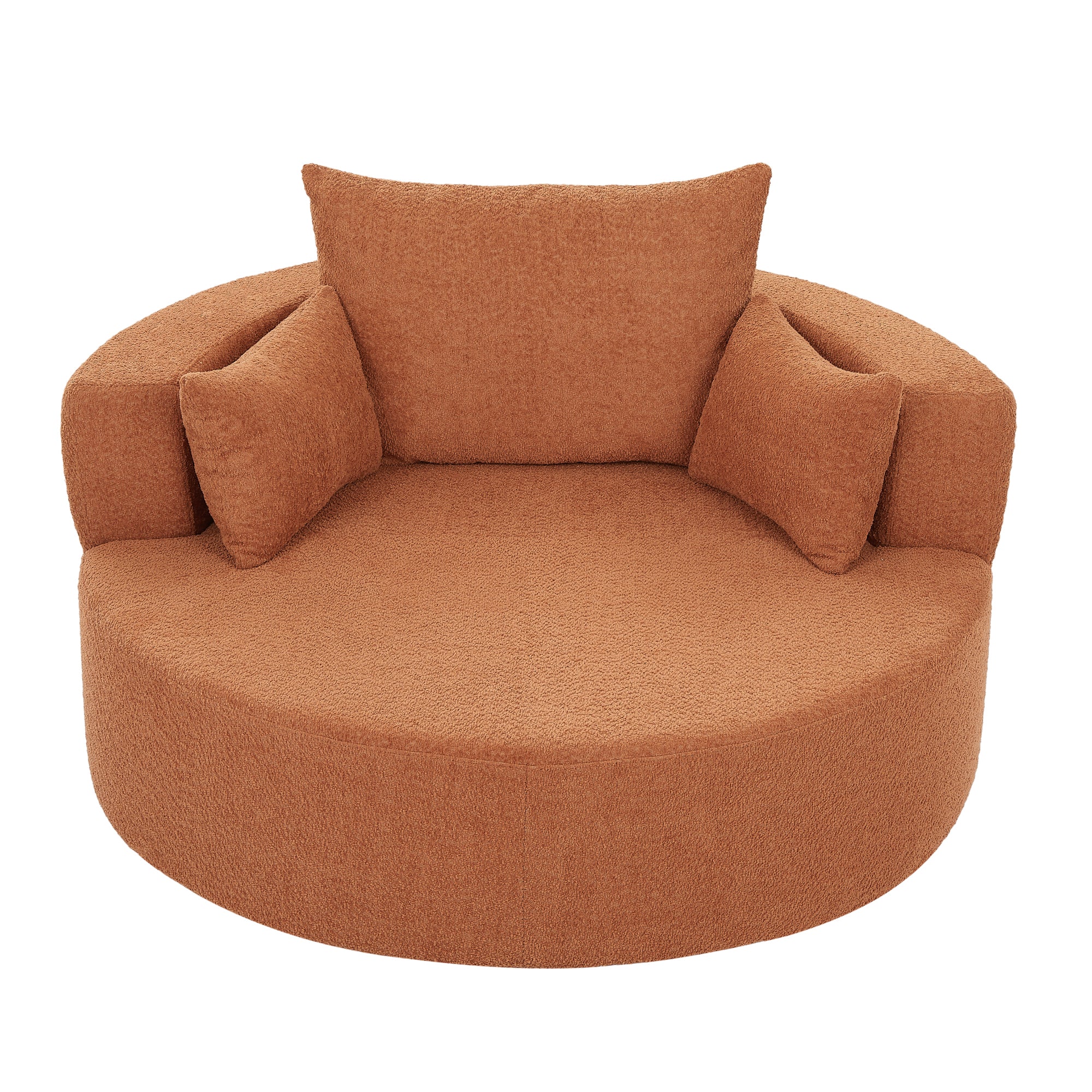 360° Swivel Accent Barrel Chair with Removable Pillows, Orange Red Chenille, 56.3 Inch