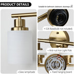 39' Modern 6-Light Vanity Wall Sconce, Golden Finish with Frosted Glass Shades for Bathroom or Hallway Lighting (No Bulbs)