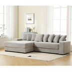[NEW ARRIVED] [VIDEO PROVIDED] Oversized Two-Piece Couches, L Shaped Sofa, Corduroy, Left Chaise Daybed,with Armrests,Eight Throw Pillows,Corner Sofa,Easy To Assemble, Gray