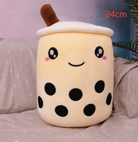 Cute Fruit Drink Plush Stuffed Soft Strawberry Milk Tea Plush Boba Tea Cup Toy Bubble Tea Pillow Cushion Kids Gift light coffee 24cm