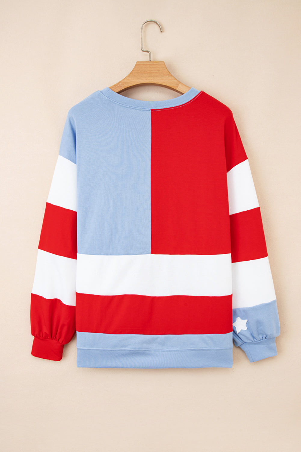 Multicolour American Flag Vintage Oversized Pullover Sweatshirt- Women