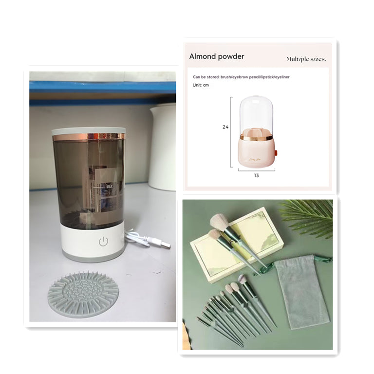 Women Eye Shadow Brush Cleaning Tool Portable Electric Makeup Brush Cleaner Machine With USB Charging Automatic Cosmetic Brush Set5 USB