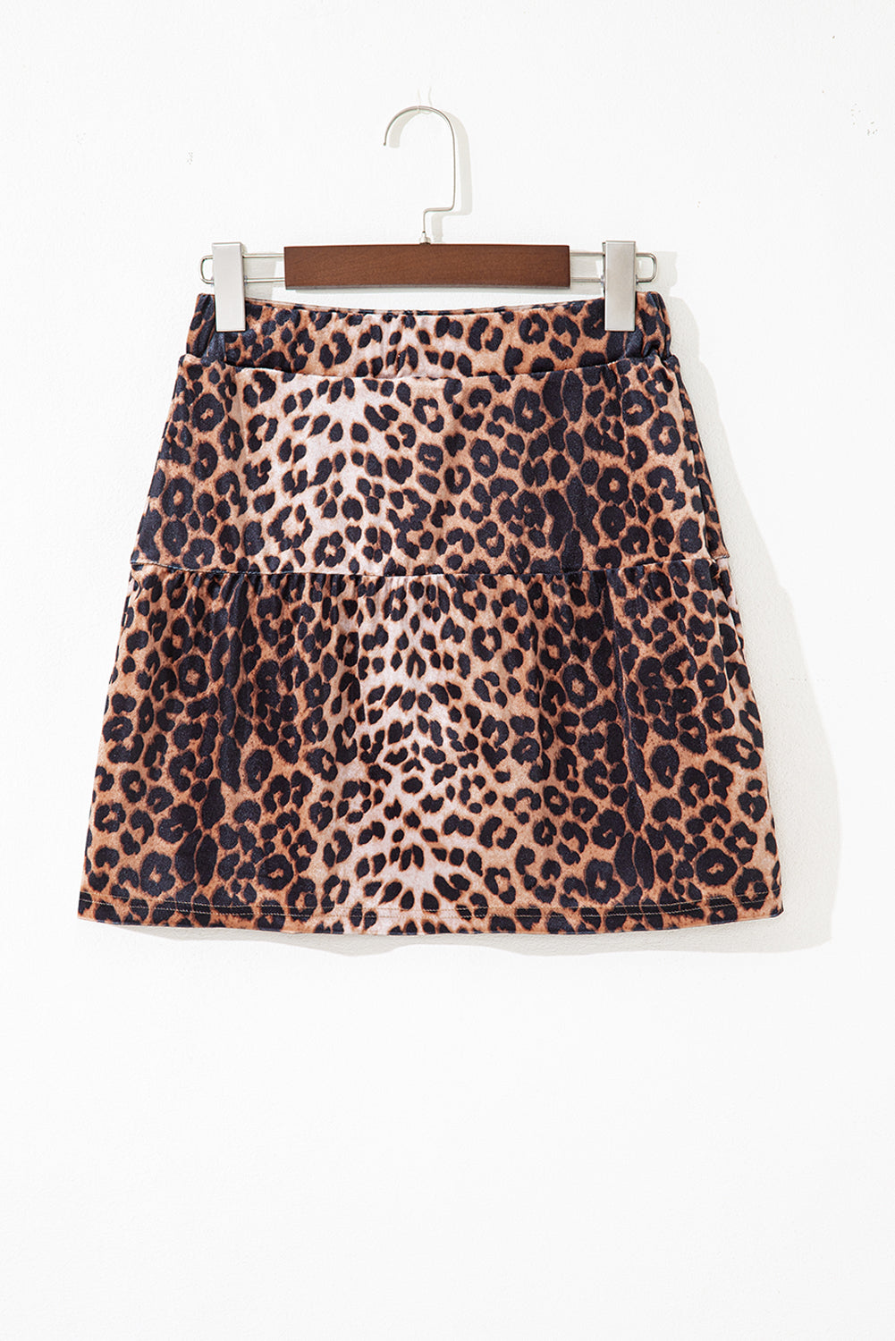 Brown Leopard Tiered Patchwork Hot Mini Skirt- Women