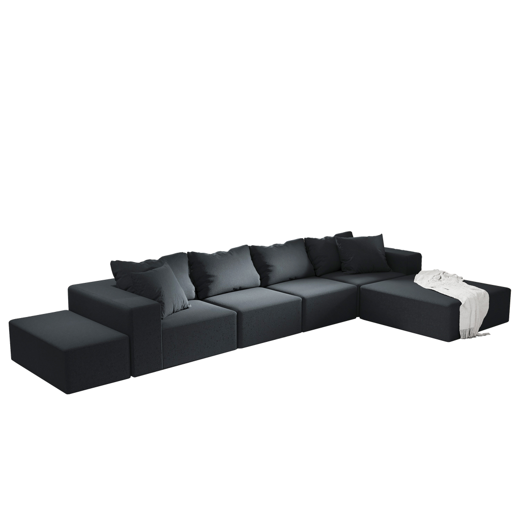 Modern Upholstered Sectional Sofa Couch Set,Modular 132' L Shaped Sectional Living Room Sofa Set With 6 Pillows,Free Combination Sofa Couch for Living Room,Bedroom