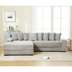 [NEW ARRIVED] [VIDEO PROVIDED] Oversized Two-Piece Couches, L Shaped Sofa, Corduroy, Left Chaise Daybed,with Armrests,Eight Throw Pillows,Corner Sofa,Easy To Assemble, Gray
