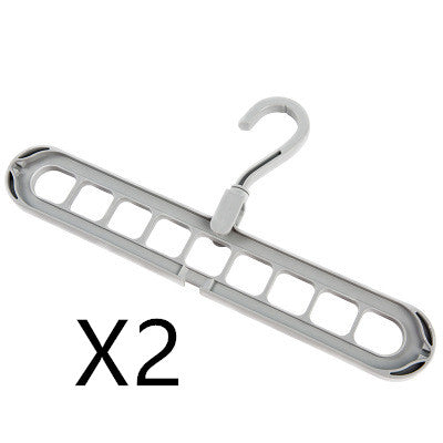 9-hole Clothes Hanger Organizer Space Saving Hanger Multi-function Folding Magic c Scarf Clothes Storage Grey 2PCS