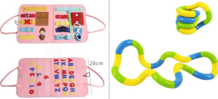 New Busy Book Children's Busy Board Dressing And Buttoning Learning Baby Early Education Preschool Sensory Learning Toy B set