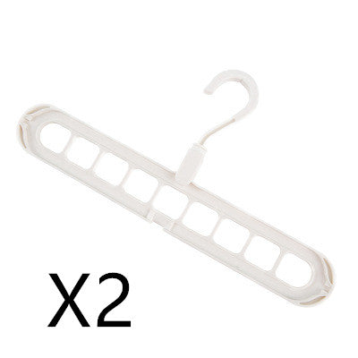 9-hole Clothes Hanger Organizer Space Saving Hanger Multi-function Folding Magic c Scarf Clothes Storage White 2PCS