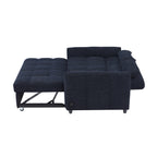 Modern Loveseat Sofa Pull-out Bed with Adjustable Backrest, USB Ports, Lumbar Pillows, Blue Chenille, 52.8'