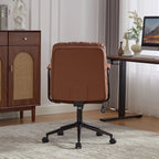 Office Chair,Mid Back Home Office Desk Task Chair with Wheels and Arms Ergonomic PU Leather Computer Rolling Swivel Chair with Padded Armrest,The back of the chair can recline 40° (Brown),SW1741BR