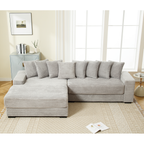 [NEW ARRIVED] [VIDEO PROVIDED] Oversized Two-Piece Couches, L Shaped Sofa, Corduroy, Left Chaise Daybed,with Armrests,Eight Throw Pillows,Corner Sofa,Easy To Assemble, Gray