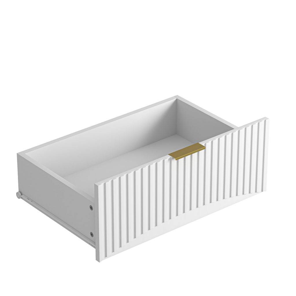 Modern 6-Drawer Dresser, Chest of Drawers for Bedroom, Living Room, Hallway, and Entryway - Large Storage Cabinet, White,Drawer panel with wavy patterns