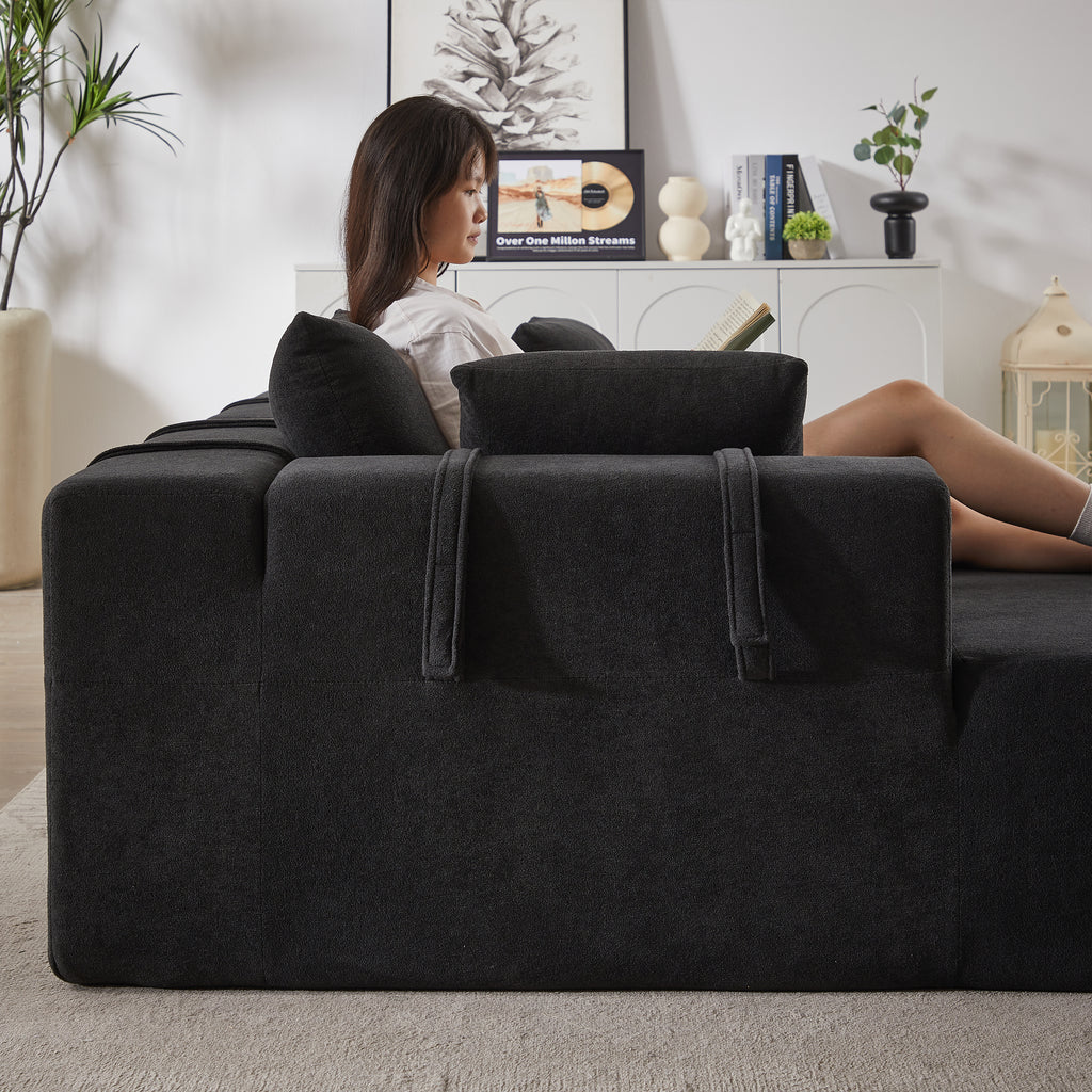 Modern Chenille Upholstered Sectional Sofa Couch Set,Modular 108' L Shaped Sectional Living Room Sofa Set With 6 Pillows,Free Combination Sofa Couch for Living Room,Bedroom(Left Chaise)W834P240009