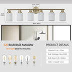 39' Modern 6-Light Vanity Wall Sconce, Golden Finish with Frosted Glass Shades for Bathroom or Hallway Lighting (No Bulbs)