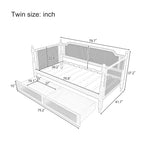 Traditional Style Rattan Twin Size Daybed with 2 Drawers, Antique White, Solid Pine Wood & MDF