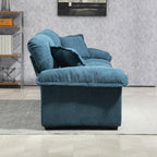 84' Chenille Sofa Small Sofa Loveseat Deep Seat Sofa Couch with 2 Throw Pillows & Memory Foam for Living Room Apartment Office Lounge-Blue