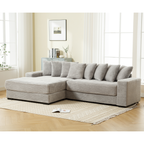 [NEW ARRIVED] [VIDEO PROVIDED] Oversized Two-Piece Couches, L Shaped Sofa, Corduroy, Left Chaise Daybed,with Armrests,Eight Throw Pillows,Corner Sofa,Easy To Assemble, Gray