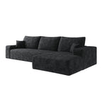 107' Cloud Sectional Couch with L-Shape Chaise,Modern Modular Sofa with Deep Seat, Upholstered Couches for Living Room Bedroom,No Assembly Required, BLACK(Plush Corduroy Fabric)