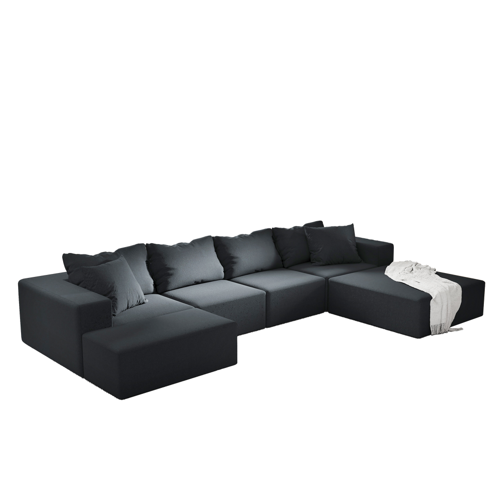 Modern Upholstered Sectional Sofa Couch Set,Modular 132' L Shaped Sectional Living Room Sofa Set With 6 Pillows,Free Combination Sofa Couch for Living Room,Bedroom