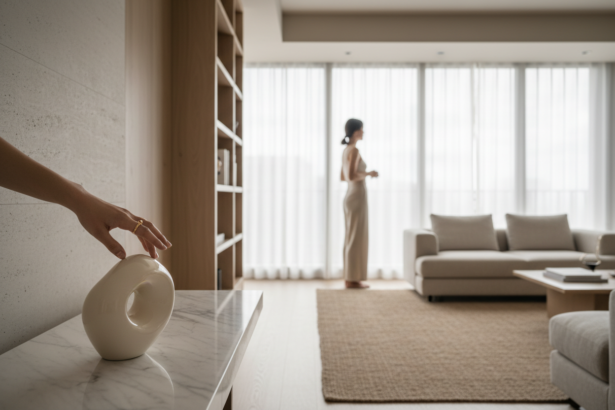 Refined editorial lifestyle imagery representing a modern global brand.
Neutral tones, clean environments, subtle human presence.
American-first aesthetic with international sensibility.
No text, no logos, no busy props.
High-end editorial photography style.
